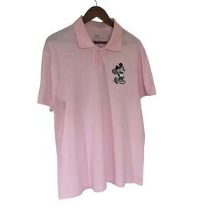 Disney Men’s Mickey Mouse Polo Shirt Pink Size Large